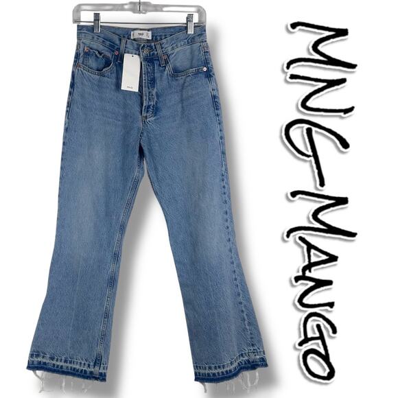 New With Tags MNG Jeans by Mango Isela Jeans Flare Crop Raw Hem Womens Size 4 - Picture 1 of 13